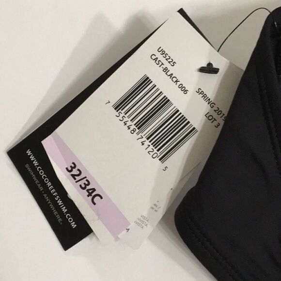 New. COCO REEF adjustable multi-way black Strappy bikini top. 32/34-C - Picture 12 of 13